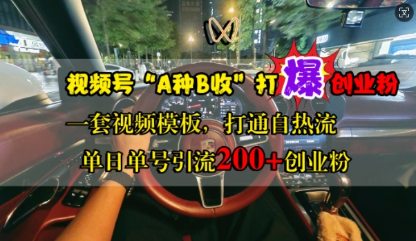 mp12202期-视频号“A种B收”打爆创业粉，一套视频模板打通自热流，单日单号引流200+创业粉