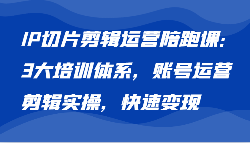 fy8002 期——IP 切片剪辑运营陪跑课程，涵盖 3 大培训体系，分别为账号运营、剪辑实操以及快速变现。-多多网创