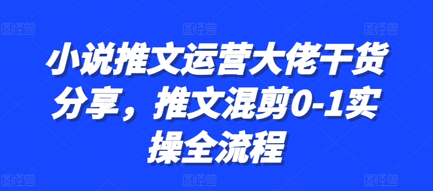 mp12357期-小说推文运营大佬干货分享，推文混剪0-1实操全流程