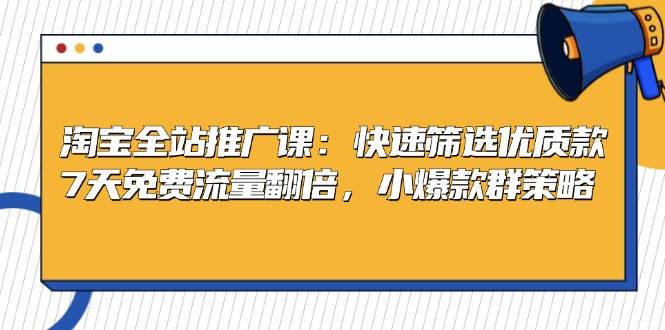 fy8051期-淘宝全站推广课：快速筛选优质款，7天免费流量翻倍，小爆款群策略