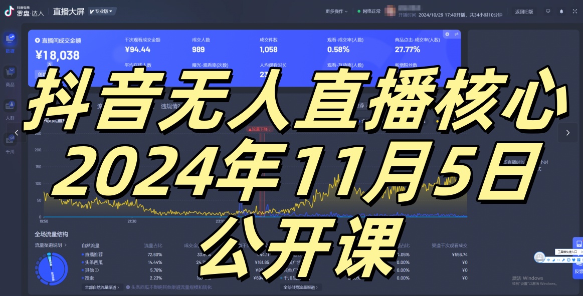 mp12488期-抖音无人直播核心公开课，咸鱼翻身小白可做带有睡后收入月入过万太简单