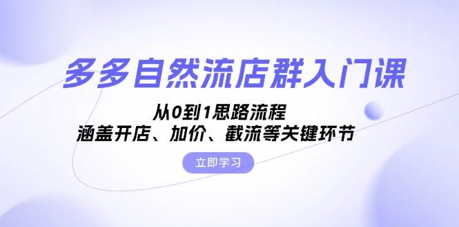 fy8286期-多多自然流店群入门课，从0到1思路流程，涵盖开店、加价、截流等关键环节