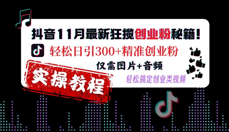 mp12651期-抖音11月最新狂揽创业粉秘籍，轻松日引300+精准创业粉，仅需图片+音频，轻松搞定创业类视频