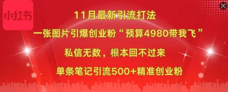 mp12664期-小红书11月最新图片打粉，一张图片引爆创业粉，“预算4980带我飞”，单条引流500+精准创业粉