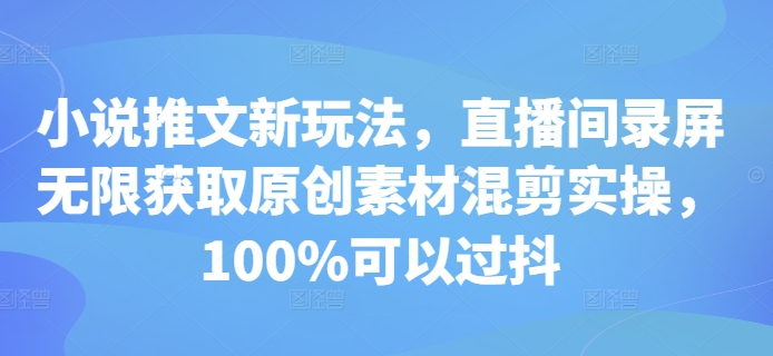 mp13050期-小说推文新玩法，直播间录屏无限获取原创素材混剪实操，100%可以过抖