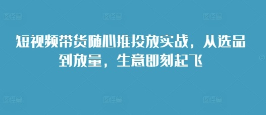 mp13102期-短视频带货随心推投放实战，从选品到放量，生意即刻起飞