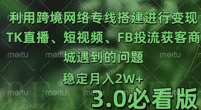 mp13244期-利用跨境电商网络及搭建TK直播、短视频、FB投流获客以及商城遇到的问题进行变现3.0必看版