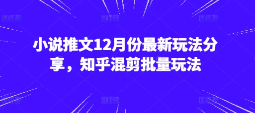 mp13458期-小说推文12月份最新玩法分享，知乎混剪批量玩法