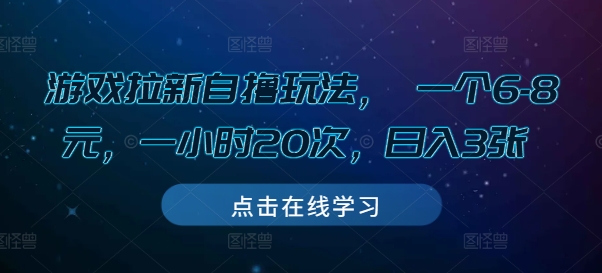 mp13635期-游戏拉新自撸玩法， 一个6-8元，一小时20次，日入3张