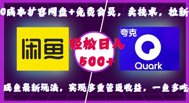 mp13645期-0成本扩容网盘+免费会员，卖技术，拉新，咸鱼最新玩法，实现多重管道收益，一鱼多吃，轻松日入500+