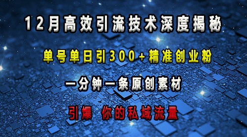 mp13762期-最新高效引流技术深度揭秘 ，单号单日引300+精准创业粉，一分钟一条原创素材，引爆你的私域流量