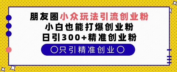 mp14010期-朋友圈小众玩法引流创业粉，小白也能打爆创业粉，日引300+精准创业粉