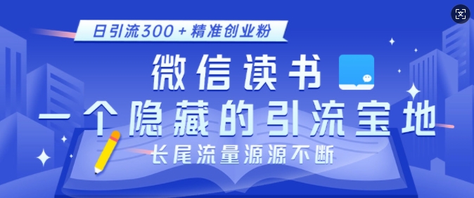 mp14016期-微信读书，一个隐藏的引流宝地，不为人知的小众打法，日引流300+精准创业粉，长尾流量源源不断